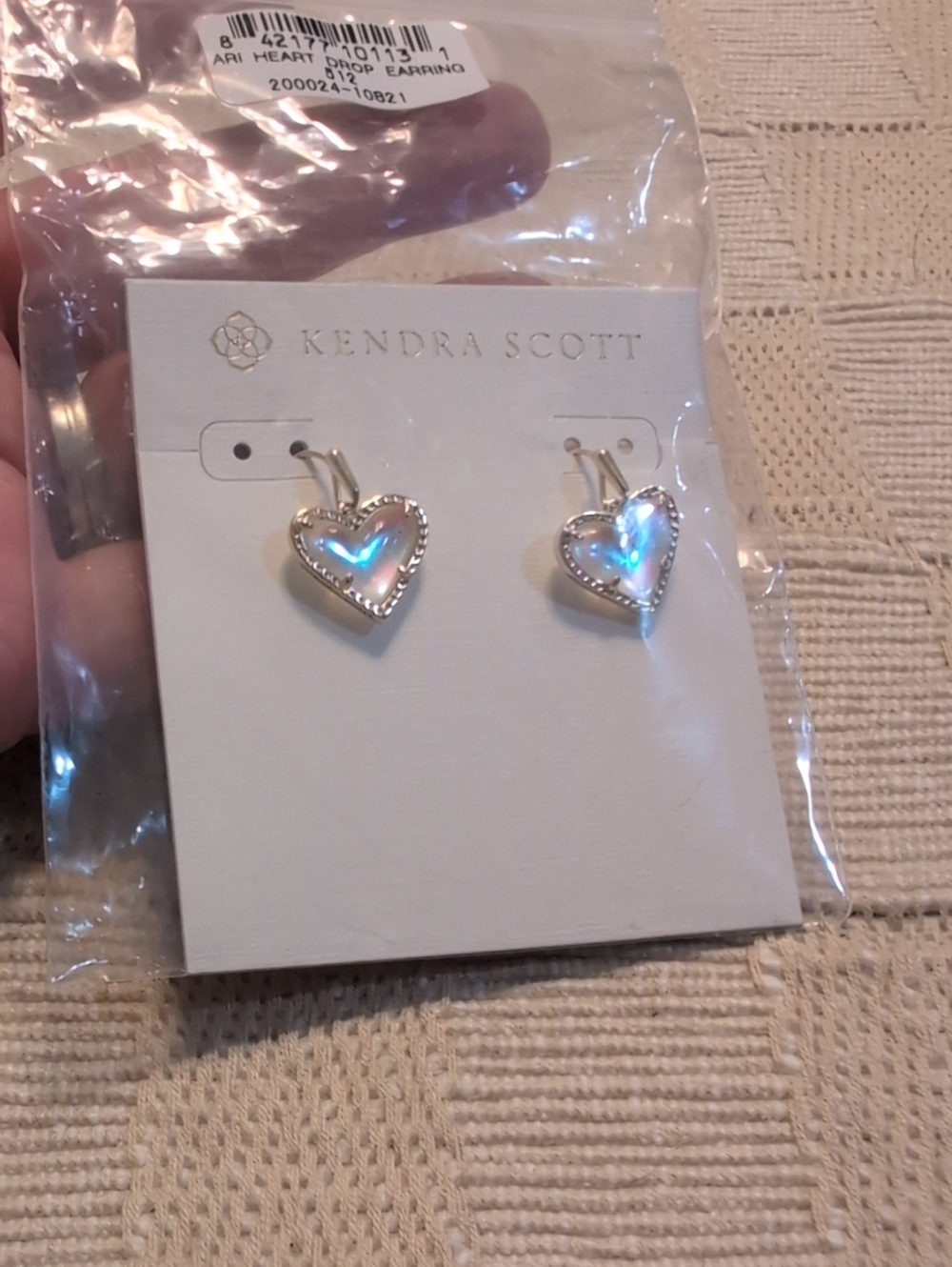 Kendra Scott Iridescent Heart Drop Earrings - Silver with Blue Sheen